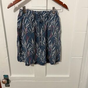 Kuhl Skirt Sz Medium Blue Floral Kandid Elastic Waist Drawstring Athletic Active